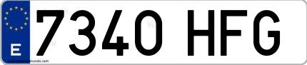 Ejemplo de matrícula española 7340 HFG