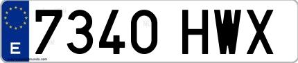 Ejemplo de matrícula española 7340 HWX