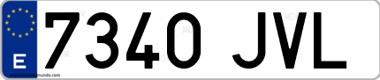 Ejemplo de matrícula de coche ordinaria 7340 JVL