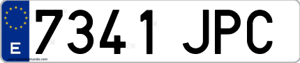 Ejemplo de matrícula de coche ordinaria 7341 JPC