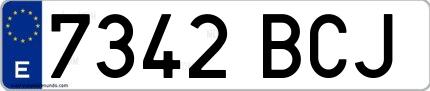 Ejemplo de matrícula española 7342 BCJ