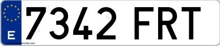 Ejemplo de matrícula española 7342 FRT