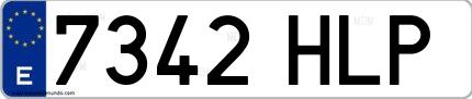 Ejemplo de matrícula española 7342 HLP