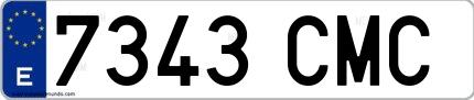 Ejemplo de matrícula española 7343 CMC