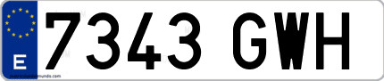 Ejemplo de matrícula de coche ordinaria 7343 GWH
