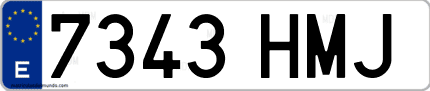 Ejemplo de matrícula de coche ordinaria 7343 HMJ