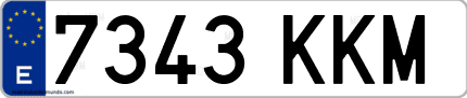 Ejemplo de matrícula de coche ordinaria 7343 KKM
