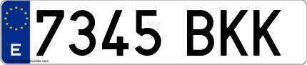 Ejemplo de matrícula de coche ordinaria 7345 BKK