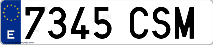 Ejemplo de matrícula de coche ordinaria 7345 CSM