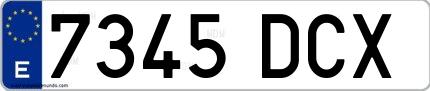 Ejemplo de matrícula española 7345 DCX