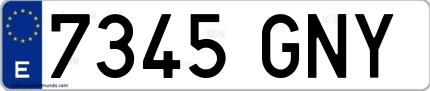 Ejemplo de matrícula española 7345 GNY