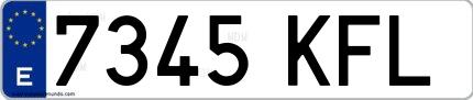 Ejemplo de matrícula española 7345 KFL