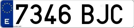 Ejemplo de matrícula española 7346 BJC
