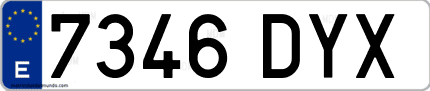 Ejemplo de matrícula de coche ordinaria 7346 DYX