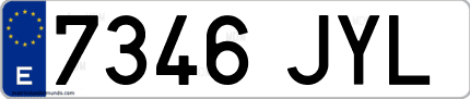 Ejemplo de matrícula de coche ordinaria 7346 JYL