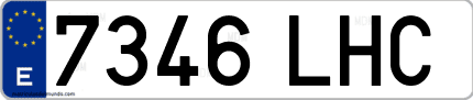 Ejemplo de matrícula de coche ordinaria 7346 LHC