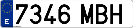Ejemplo de matrícula de coche ordinaria 7346 MBH