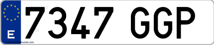 Ejemplo de matrícula de coche ordinaria 7347 GGP