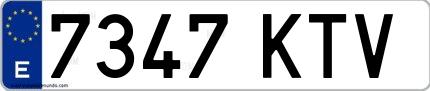 Ejemplo de matrícula española 7347 KTV