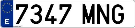 Ejemplo de matrícula española 7347 MNG