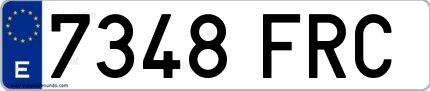 Ejemplo de matrícula española 7348 FRC