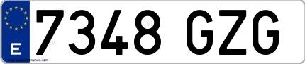 Ejemplo de matrícula española 7348 GZG