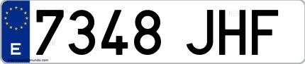 Ejemplo de matrícula española 7348 JHF