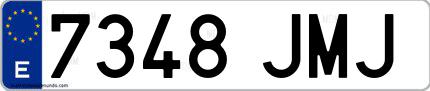 Ejemplo de matrícula española 7348 JMJ