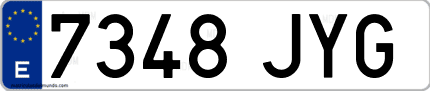 Ejemplo de matrícula de coche ordinaria 7348 JYG
