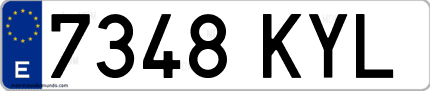 Ejemplo de matrícula de coche ordinaria 7348 KYL