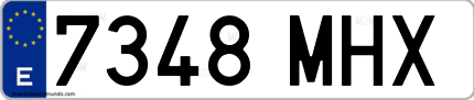 Ejemplo de matrícula de coche ordinaria 7348 MHX
