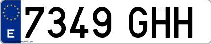 Ejemplo de matrícula española 7349 GHH