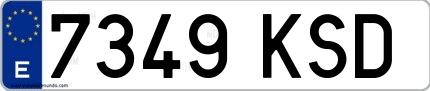 Ejemplo de matrícula española 7349 KSD