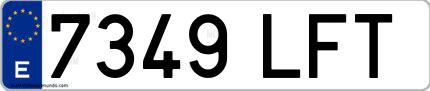 Ejemplo de matrícula española 7349 LFT