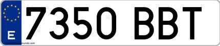 Ejemplo de matrícula española 7350 BBT