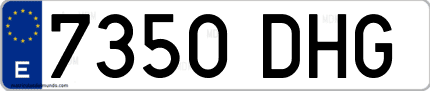 Ejemplo de matrícula de coche ordinaria 7350 DHG