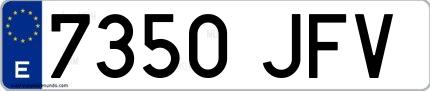 Ejemplo de matrícula española 7350 JFV