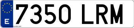 Ejemplo de matrícula de coche ordinaria 7350 LRM