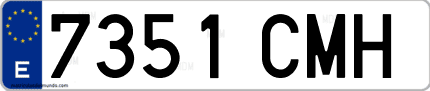 Ejemplo de matrícula de coche ordinaria 7351 CMH