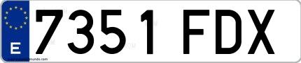 Ejemplo de matrícula española 7351 FDX