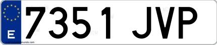 Ejemplo de matrícula española 7351 JVP