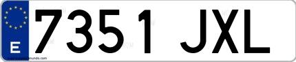 Ejemplo de matrícula española 7351 JXL