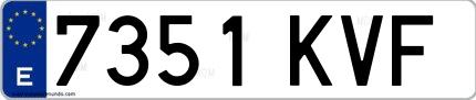 Ejemplo de matrícula española 7351 KVF