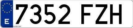 Ejemplo de matrícula española 7352 FZH