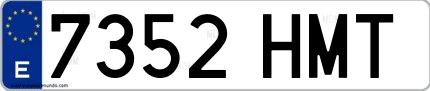Ejemplo de matrícula española 7352 HMT