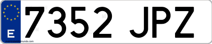 Ejemplo de matrícula de coche ordinaria 7352 JPZ