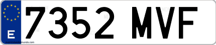 Ejemplo de matrícula de coche ordinaria 7352 MVF