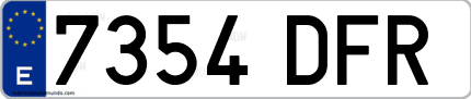 Ejemplo de matrícula de coche ordinaria 7354 DFR