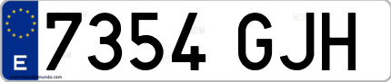 Ejemplo de matrícula de coche ordinaria 7354 GJH
