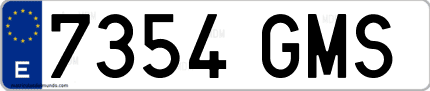 Ejemplo de matrícula de coche ordinaria 7354 GMS